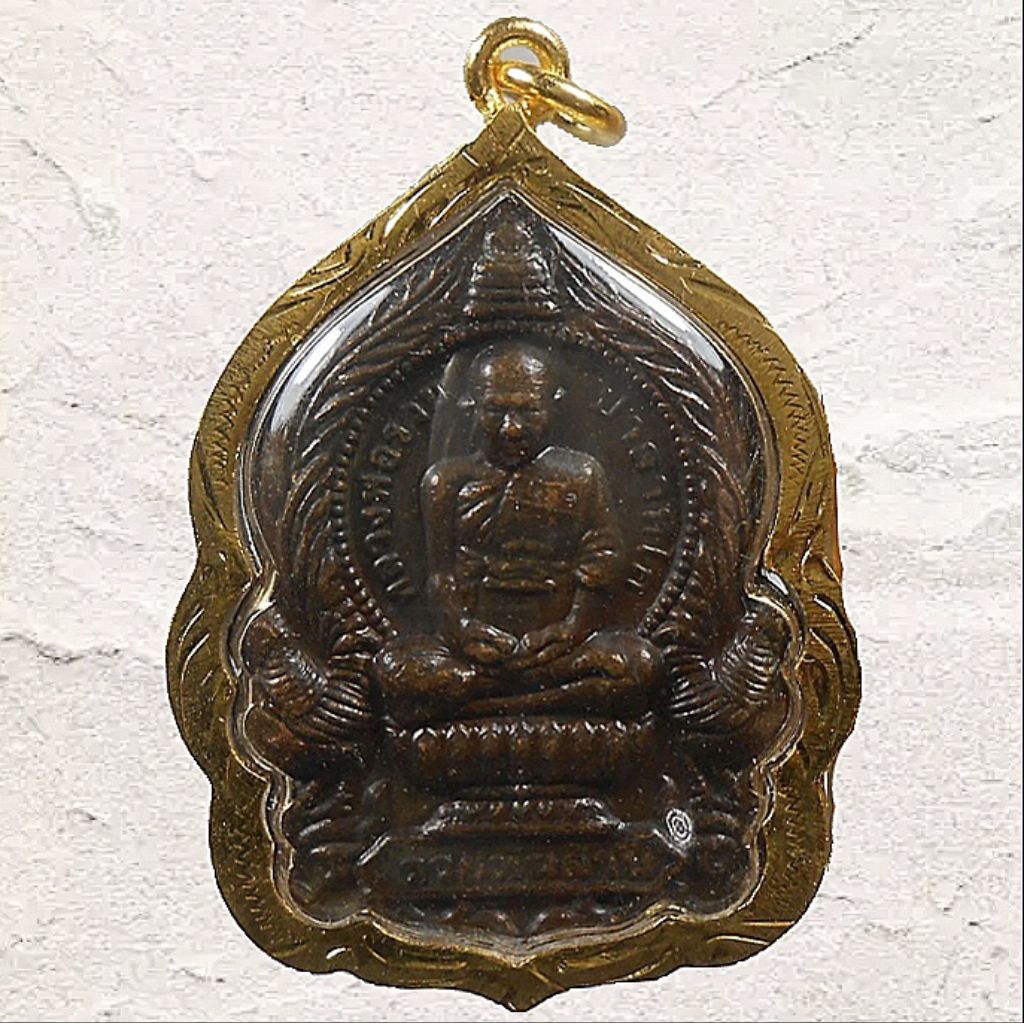 REAL WEALTHY PHA LP RYING ROOSTER CALLING MONEY VERY RICH GREAT CHARM PROTECT OLD THAI BUDDHA AMULET