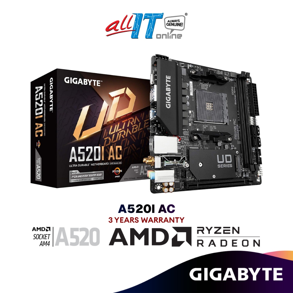 GIGABYTE A520i AC WIFI Mini iTX (ITX) เมนบอร์ด AMD ซ็อกเก็ต AM4
