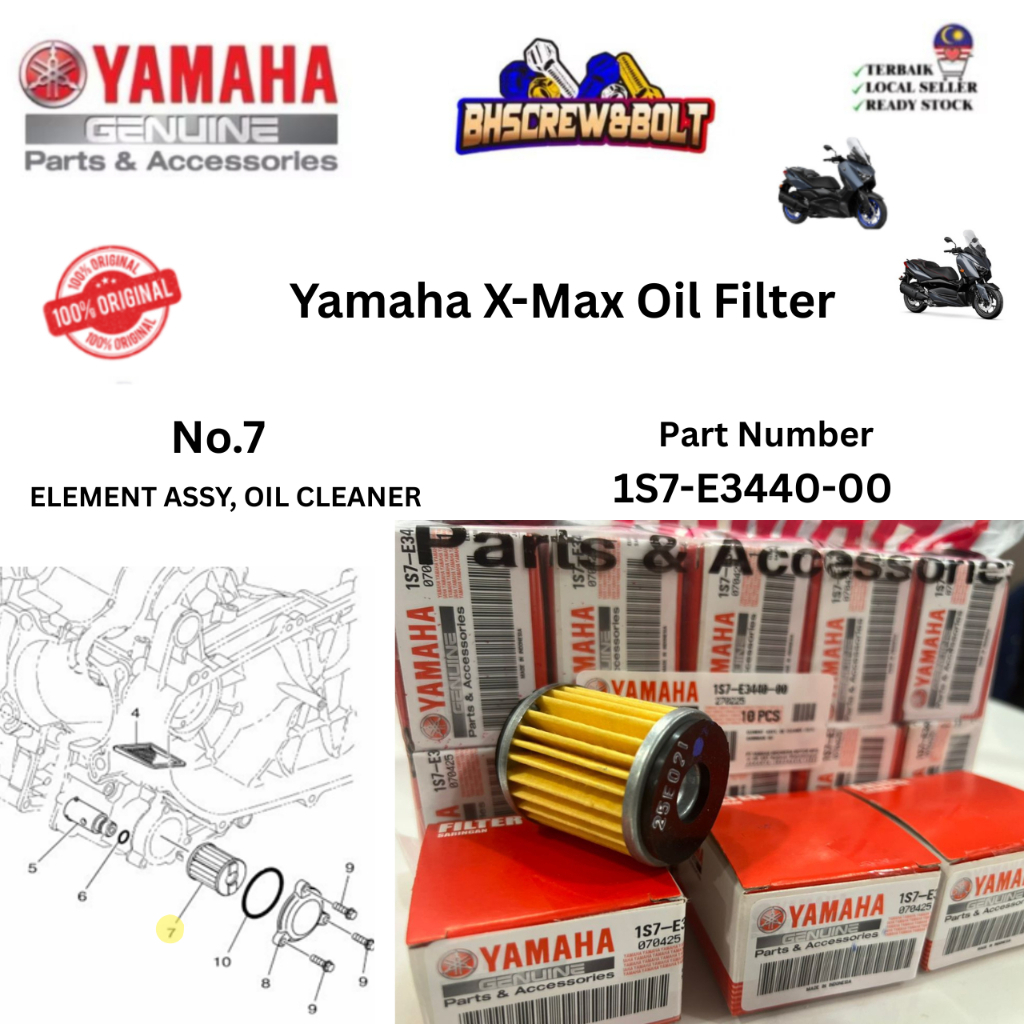 กรองน้ํามันเครื่อง Yamaha Xmax 1S7-E3440-00 /ELEMENT ASSY OIL CLEANER กรองน้ํามัน Xmax