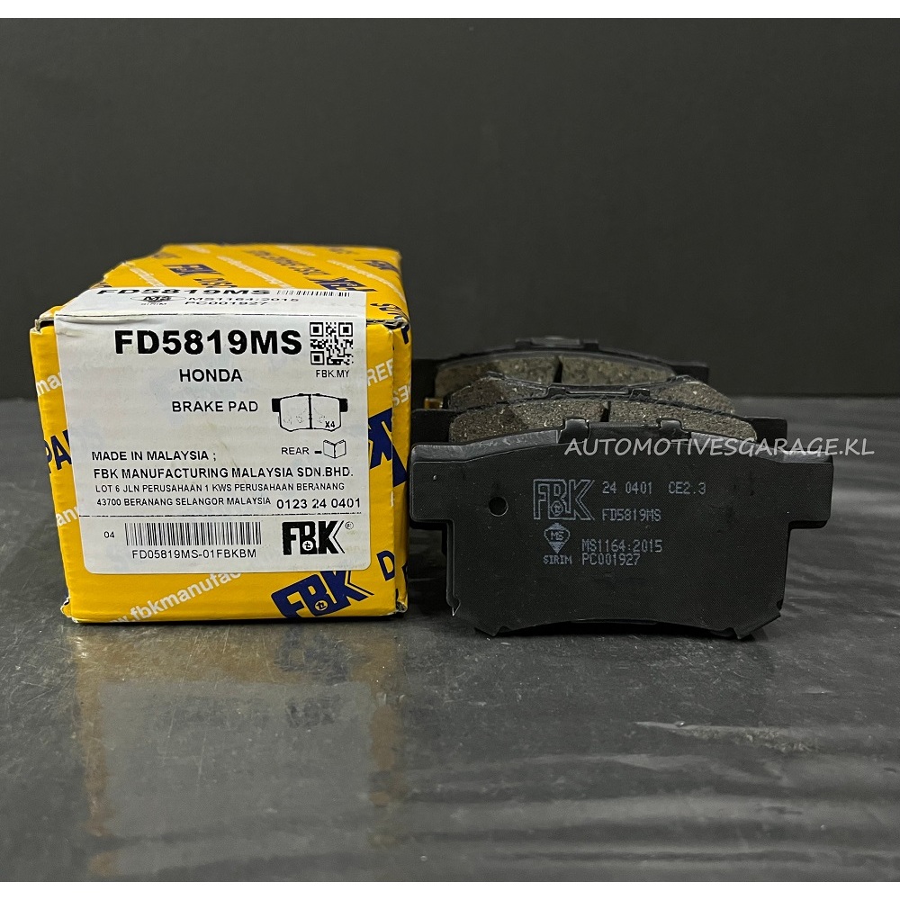 FBK - ผ้าเบรคหน้าหลัง - FD5819MS - HONDA ACCORD T2A / T2M / CRV SWA / CRV TOA / ODYSSEY RC1