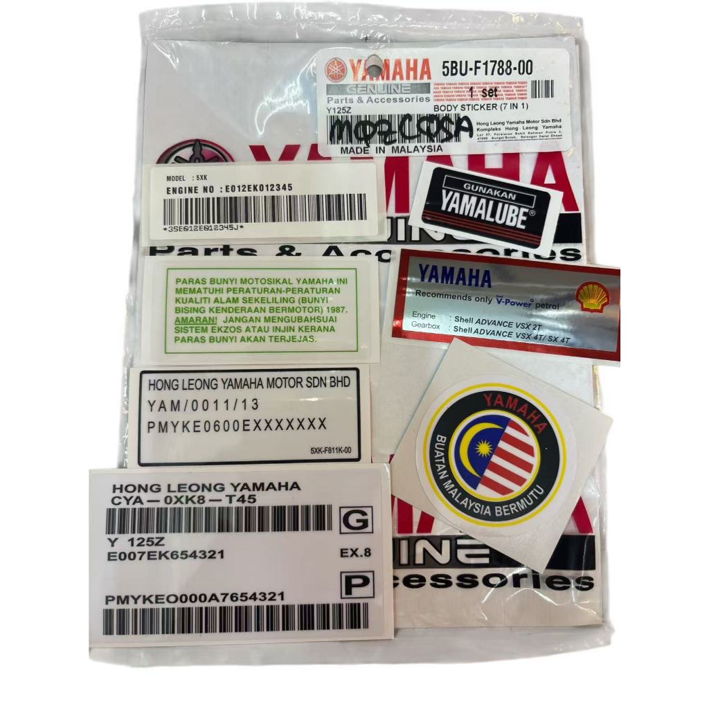 YAMAHA Y125ZR / Y125Z สติ๊กเกอร์ BODY SHELL HONG LEONG MOTOR CHASIS พิเศษ 7IN 1 ชุดเต็ม YAMAHA Y125Z