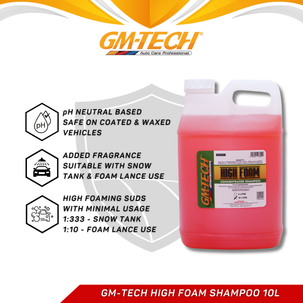 GM-TECH High Foam Concentrate Shampoo - Snow Wash (10L)