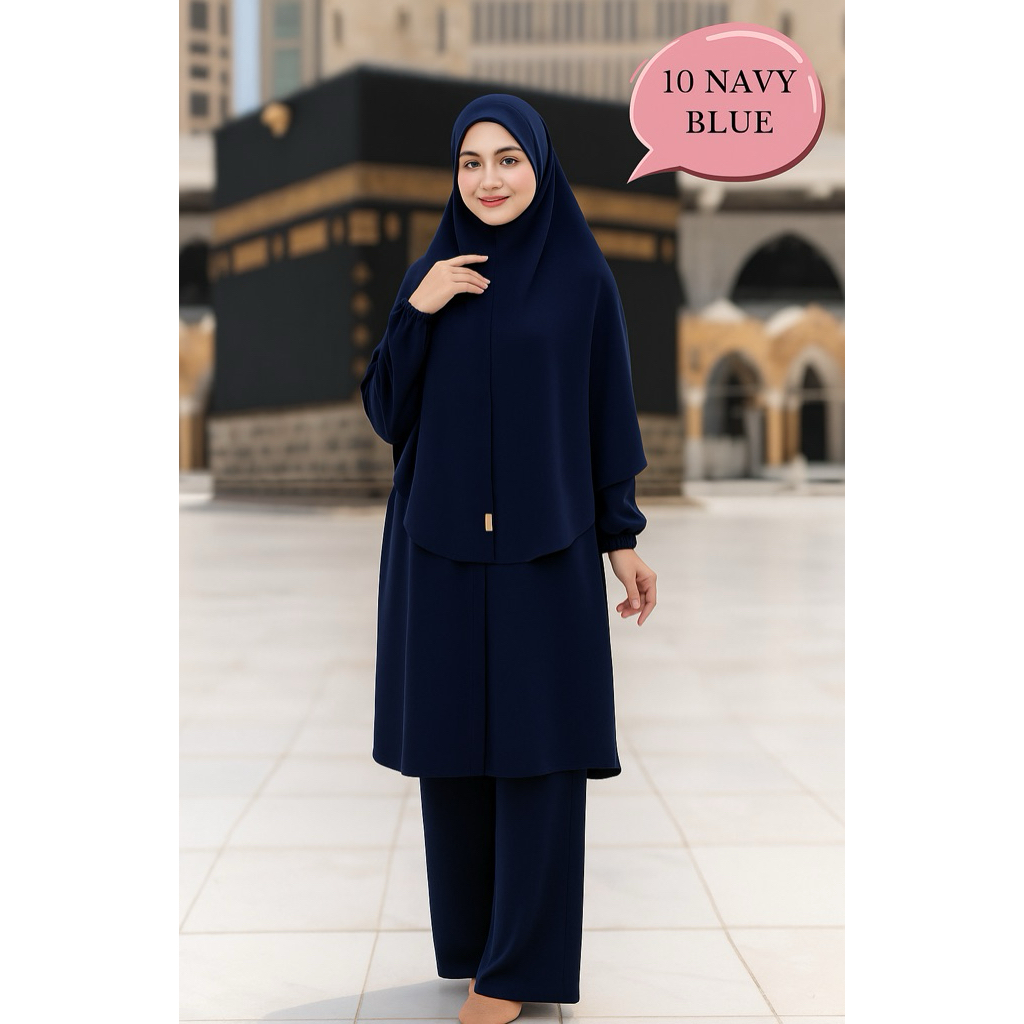 SET MUSLIMAH PLUS SIZE TUDUNG LABUH, BLOUSE LABUH, SELUAR IRONLESS SET UMRAH