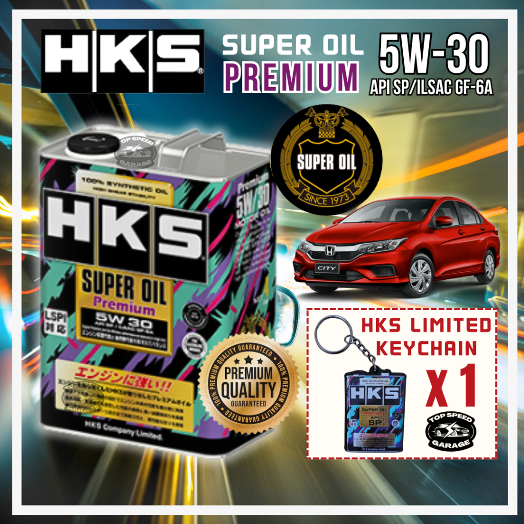 HKS Super Oil Premium 5w30 น้ํามันเครื่องสังเคราะห์เต็มรูปแบบ Miyak Hitam Kereta city gm6 t9a api sp