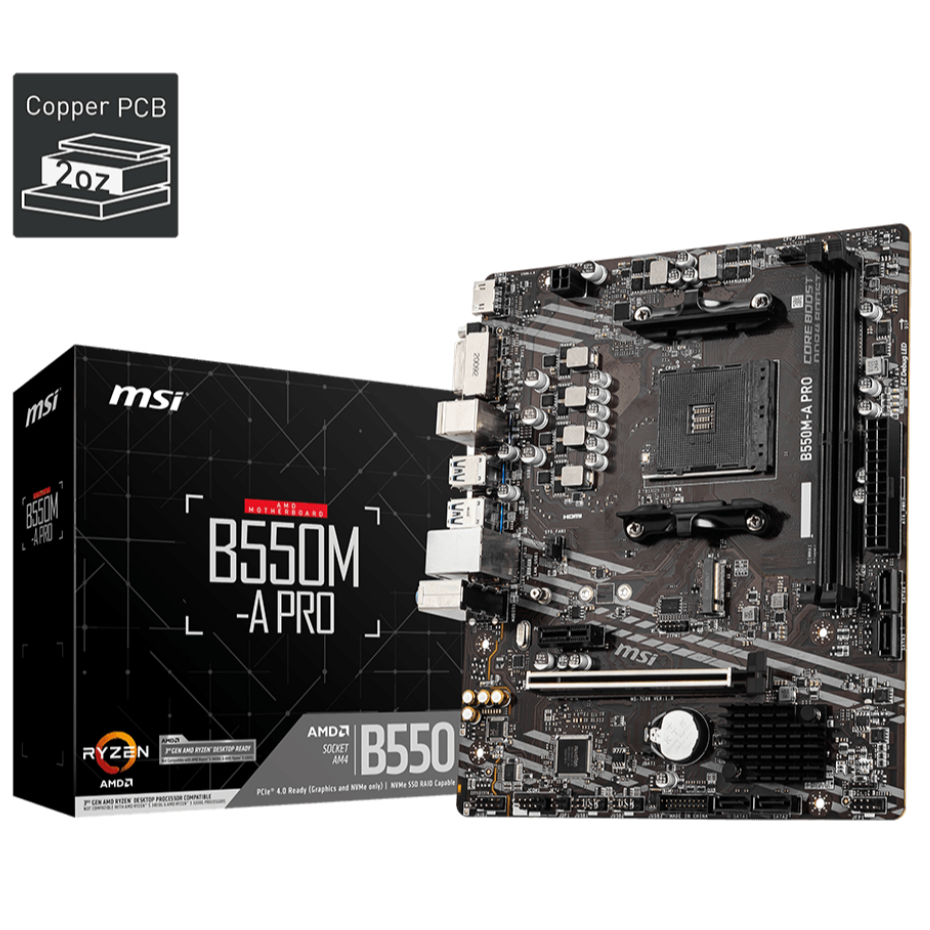 MSI B550M-A PRO mATX เมนบอร์ด/ซ็อกเก็ต AM4 และ DDR4