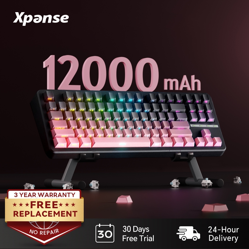 Xpanse Mechanical Keyboard 87 คีย์ RGB คีย์บอร์ดเกมไร้สาย Tri-Mode แบบมีสาย Bluetooth 2.4G