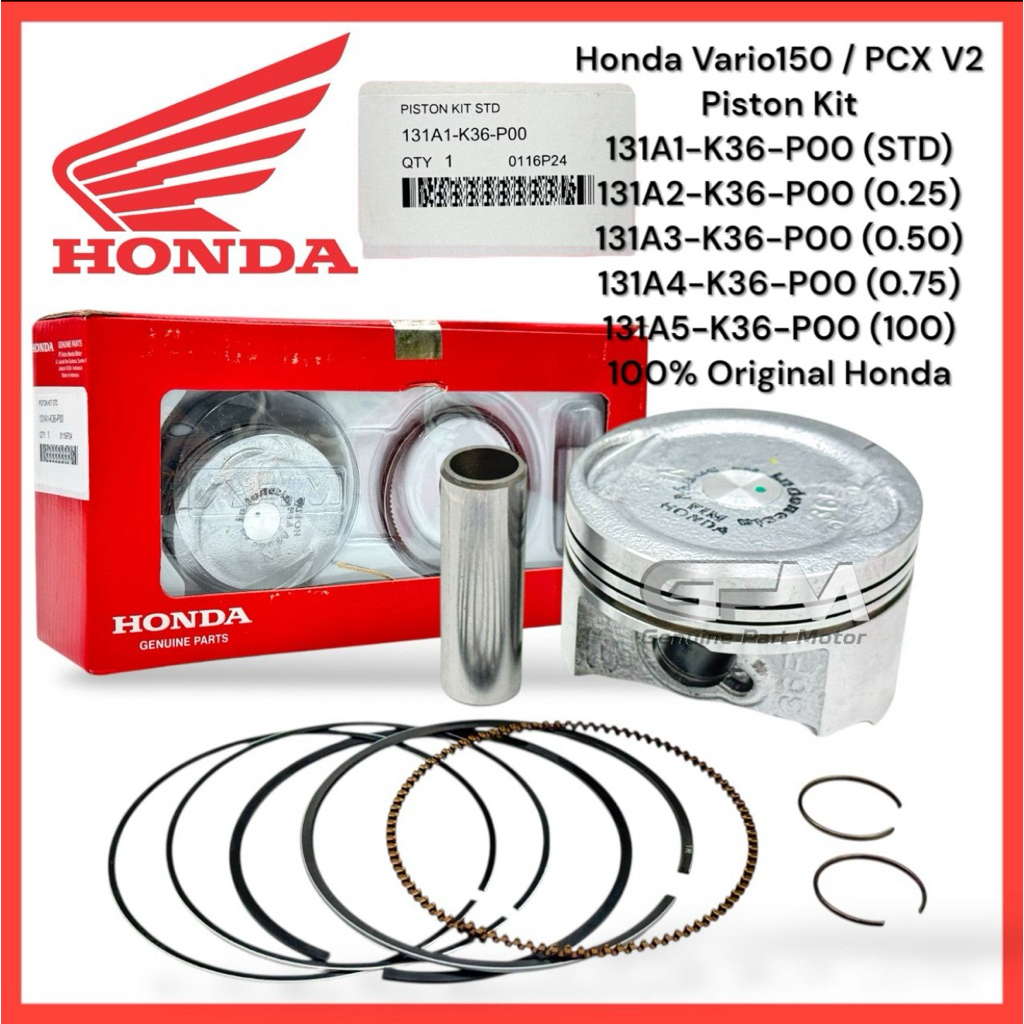 HONDA VARIO 150 PISTON KIT SET (WITH RING /PIN/CLIP ) SAIZ STANDARD - 0.25 -131A1/131A2-K36-P00