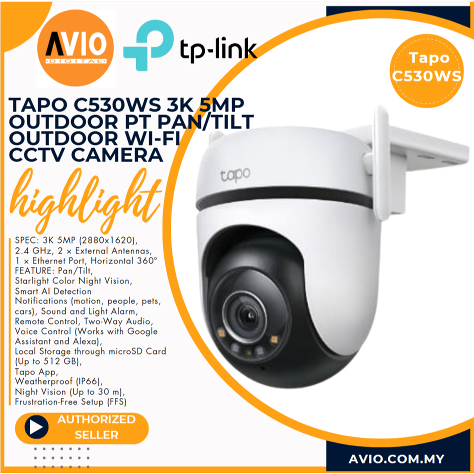 TP-Link TAPO C530WS กล้องวงจรปิดกลางแจ้งแบบ Pan/Tilt