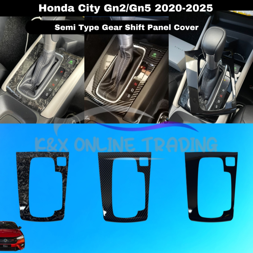 Honda City Gn2/HatchBack 2020-2025 Forged Carbon Trim/Glossy Black Semi แผงเกียร์ Protector ฝาครอบ