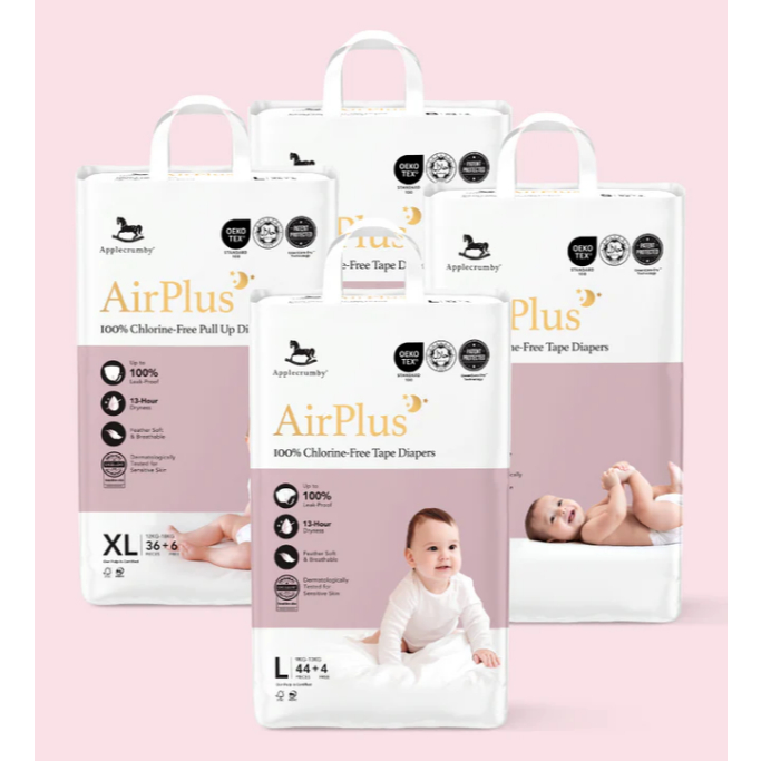 APPLECRUMBY AIRPLUS OVERNIGHT DIAPERS (กางเกง/เทป) 2 แพ็ค
