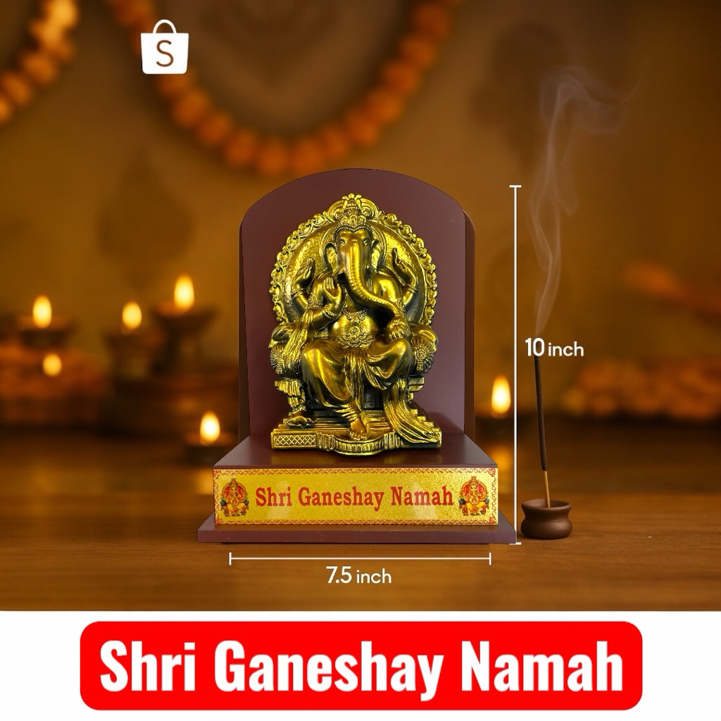 Shri พระพิฆเนศพระพิฆเนศ Namah Ganpati Idol – รูปปั้นพระพิฆเนศตกแต่งขนาด 10 นิ้วสําหรับวัดบ้านและของข