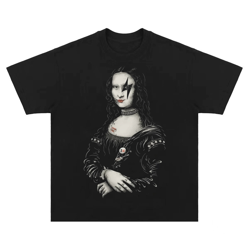 Rock Mona Lisa เสื้อยืดวินเทจ OVERSIZE COMBED 24S
