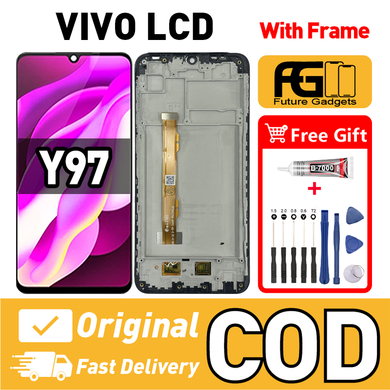 LCD พร้อม FRAME สําหรับ VIVO Y97 สําหรับเปลี่ยนหน้าจอสัมผัส LCD Skrin