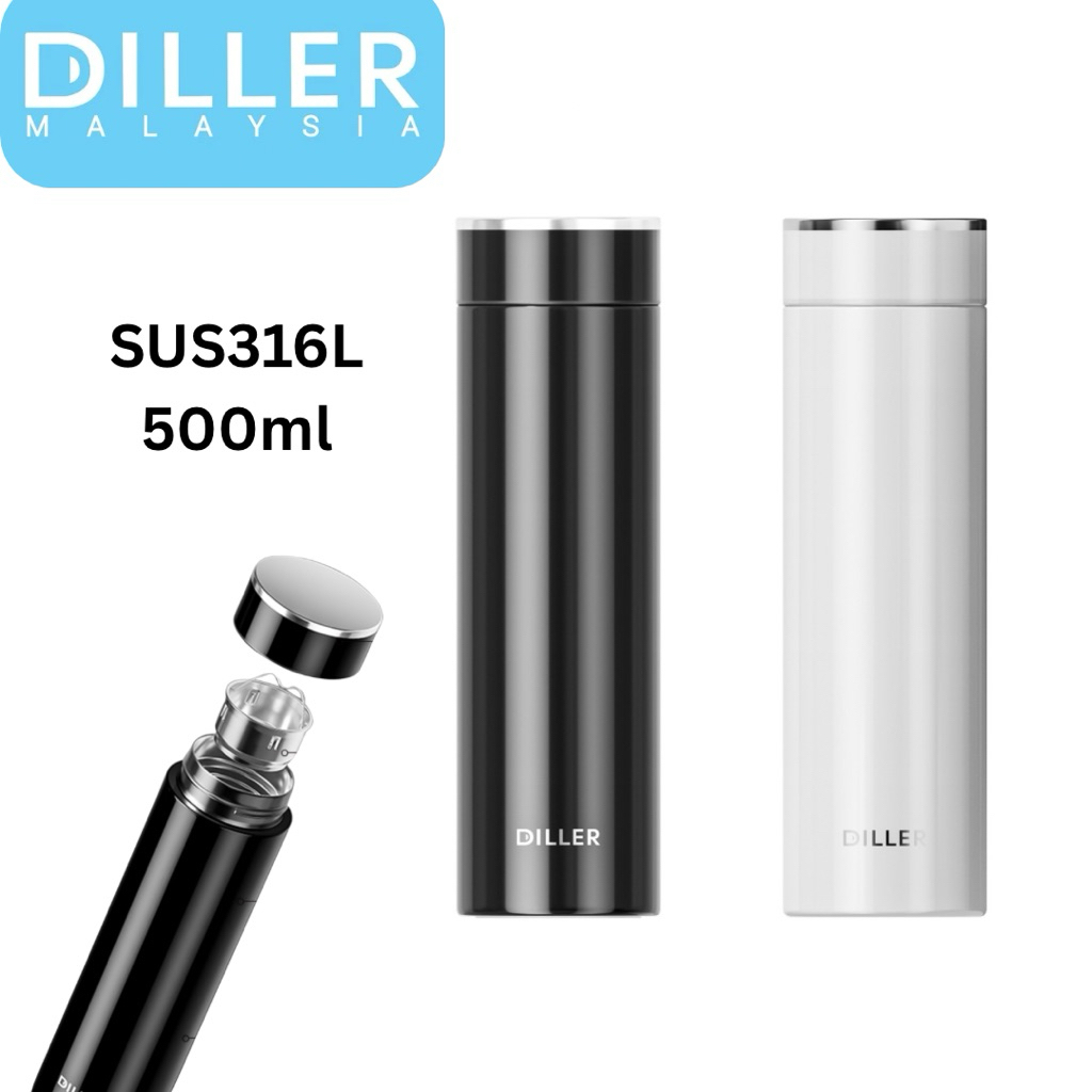 Diller Office Thermo 316 Thermo Bottle Flask Hot Cold Tea Filter (500ml) D9344