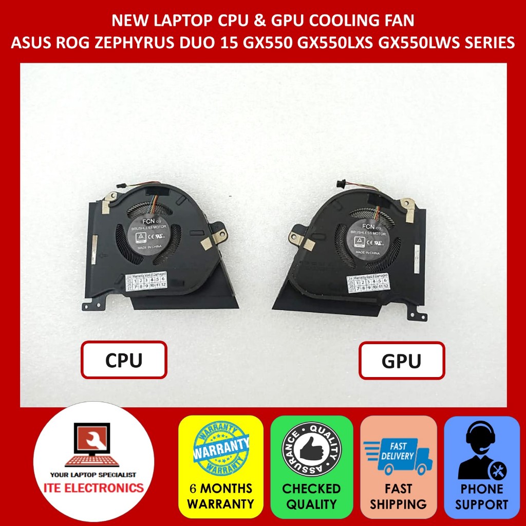 ใหม่ ASUS ROG ZEPHYRUS DUO 15 GX550 GX550LXS GX550LWS SERIES แล็ปท็อป CPU &GPU COOLING FAN