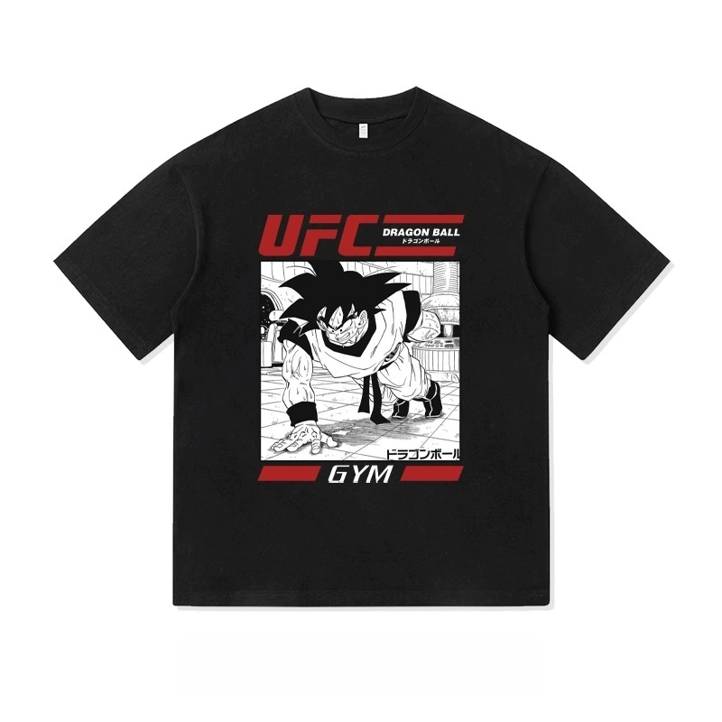 Dragon Ball Wukong Fitness Fitness เสื้อยืดย้อนยุคสําหรับผู้ชายและผู้หญิงขนาดบวกหวี 24S