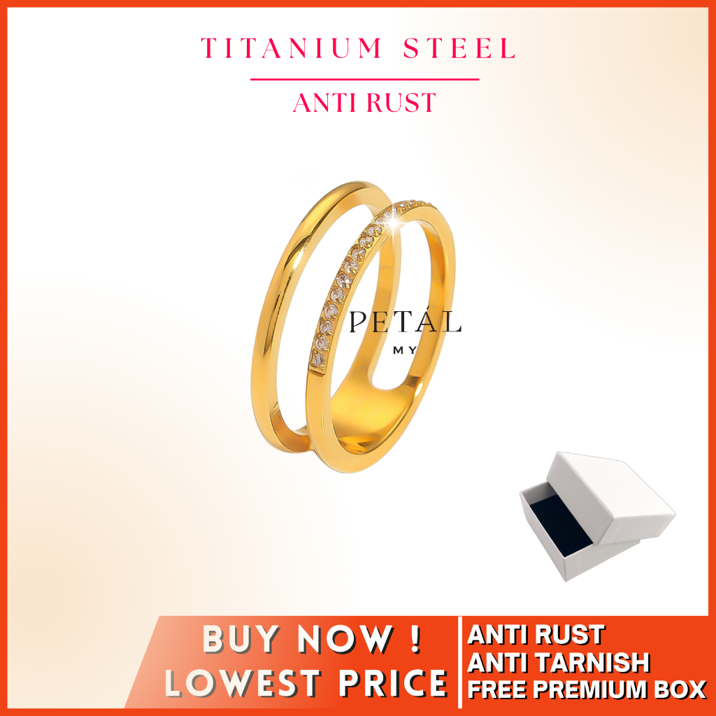 (PETALMY) NAILLA DOUBLE TITANIUM RINGS พร้อมกล่องแหวนสําหรับ GIRLFRIEND RING FOR ANNIVERSARY ENGAGEM