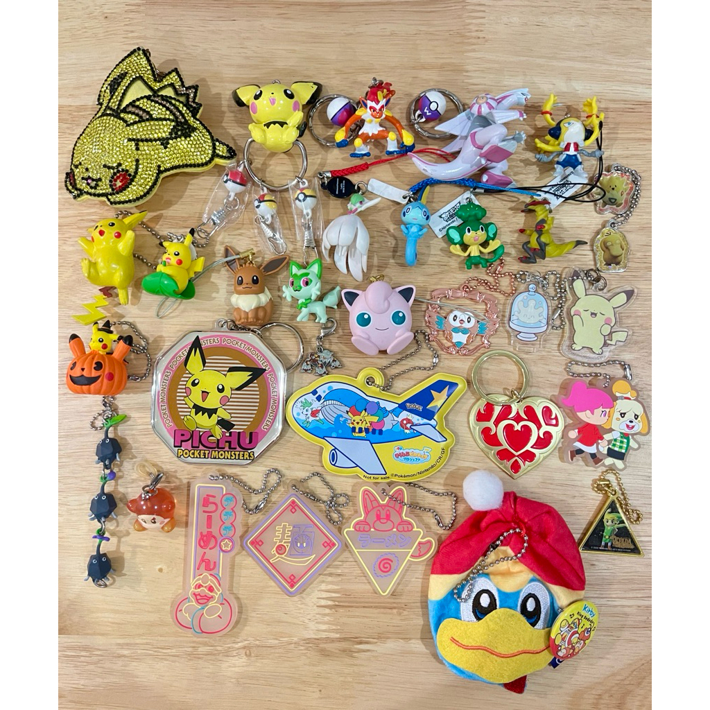 คละ Nintendo Pokemon Kirby Pikmin Animal Crossing เกมพวงกุญแจ Trinkets ของเล่น Preloved