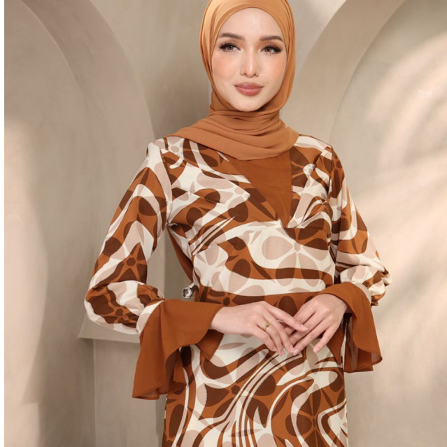 NEW ARRIVAL Baju Kurung Laura Rich Brown~Baju Raya ~Baju Raya Cantik 2025