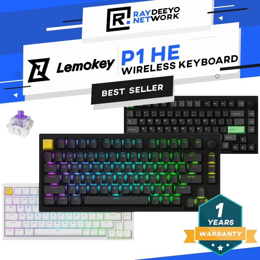 Lemokey P Series P1 HE Wireless Magnetic Switch คีย์บอร์ดเกมแบบกําหนดเอง - ปุ่มประกอบเต็มรูปแบบ