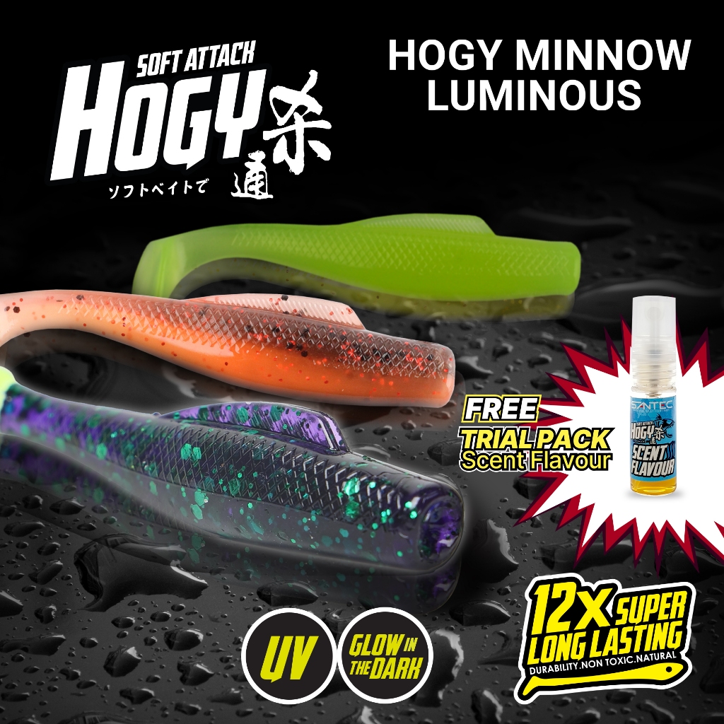 SANTEC - HOGY MINNOW LUMINOUS Soft BAIT 2.5" X 8PCS / 3" X 6PCS SOFT LURE SOFT LURE FISHING
