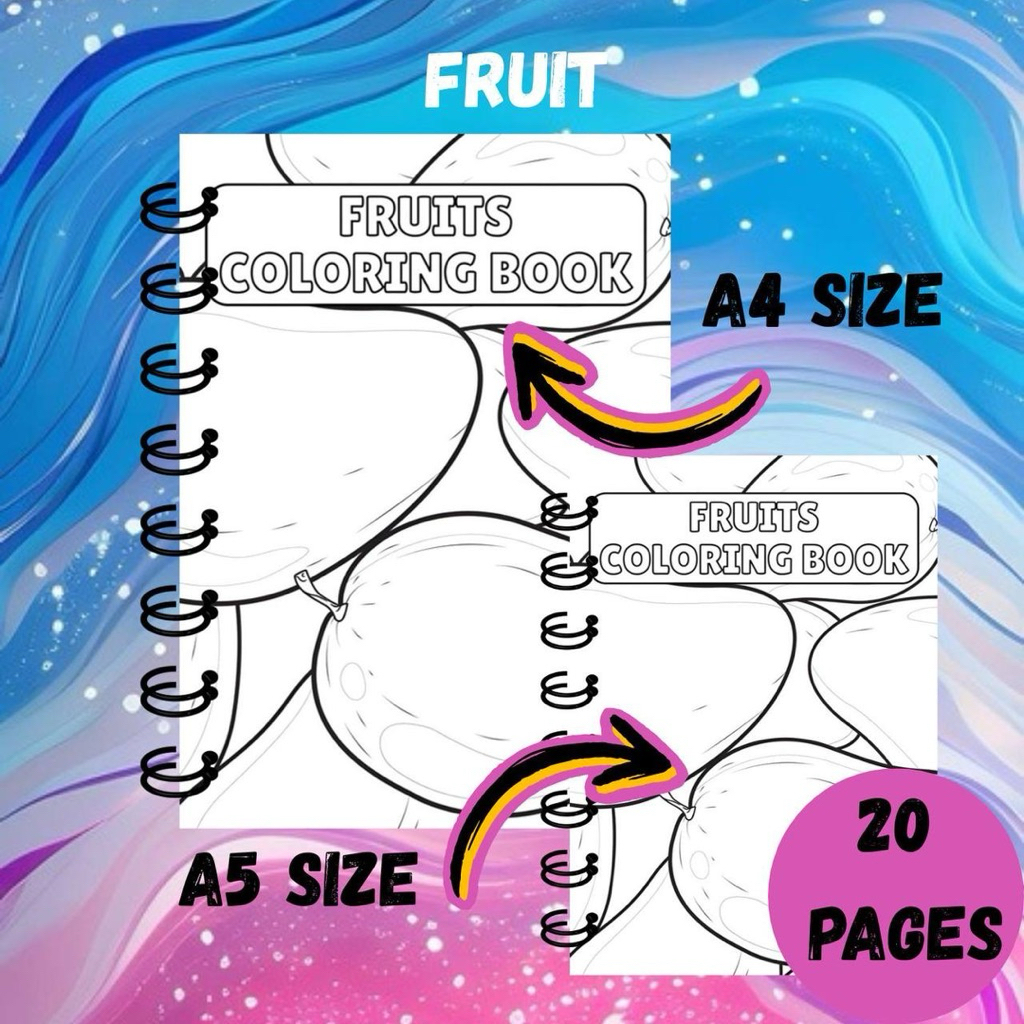 สมุดระบายสีผลไม้ 20 PAGES หนังสือระบายสีและกระดาษระบายสีสําหรับหนังสือระบายสีและผู้ใหญ่ PAGES !!️