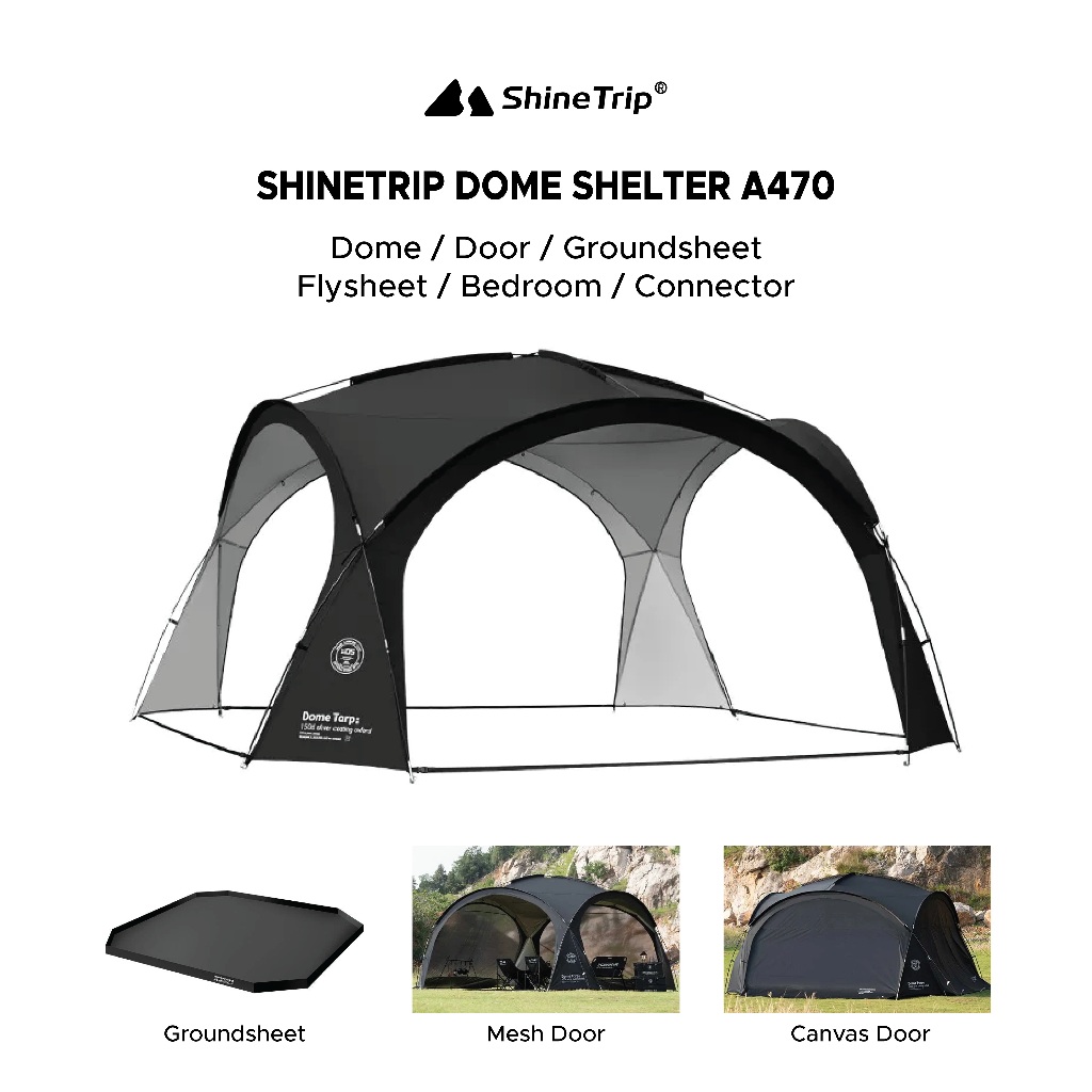 SHINETRIP ST-05 Series Dome Shelter V2 / ประตู / แผ่นกราวด์ / ฟลายชีต / ห้องนอน / ขั้วต่อ A470