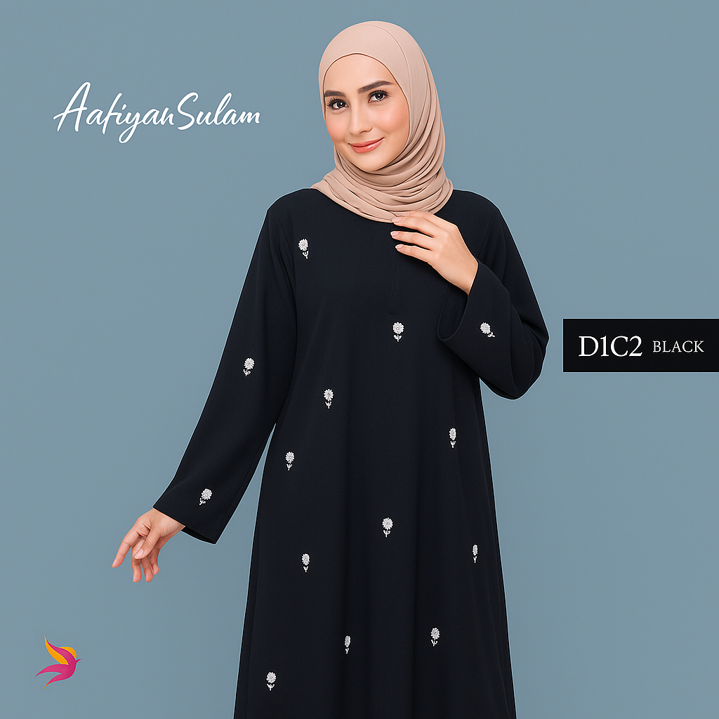 Jubah Sulam Ayesha Abaya Sulam Eksklusif Dress Coquette Elegant