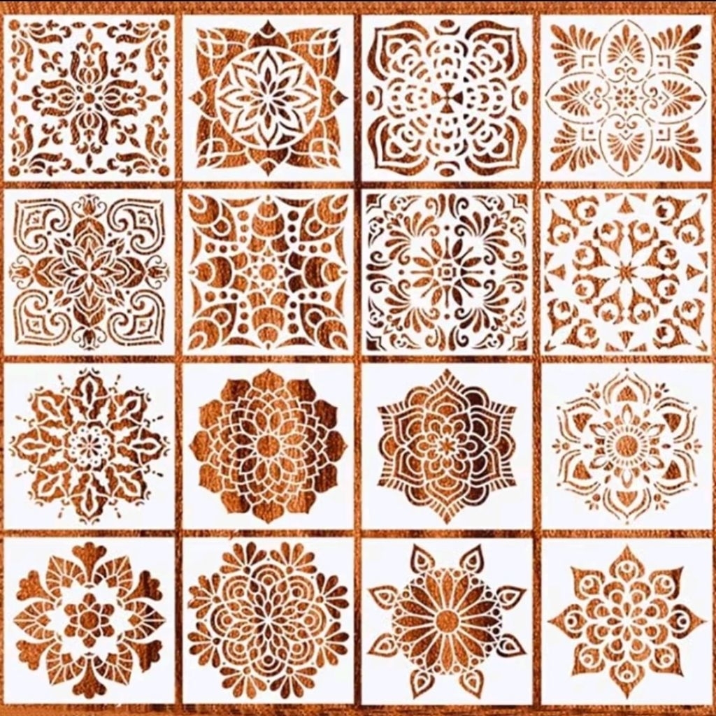 ที76. (16 DESIGNS) MANDALA 5 TEMPLATE STENCIL DRAWING