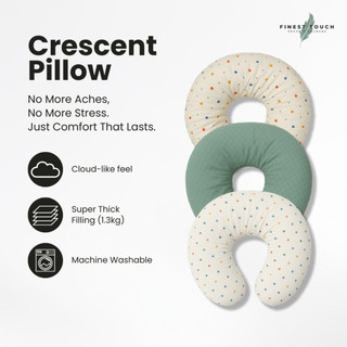 FINEST TOUCH Crescent Pillow | Breastfeeding & Newborn Baby Sitting Support | Bantal Menyusu Baby Nursing Pillow