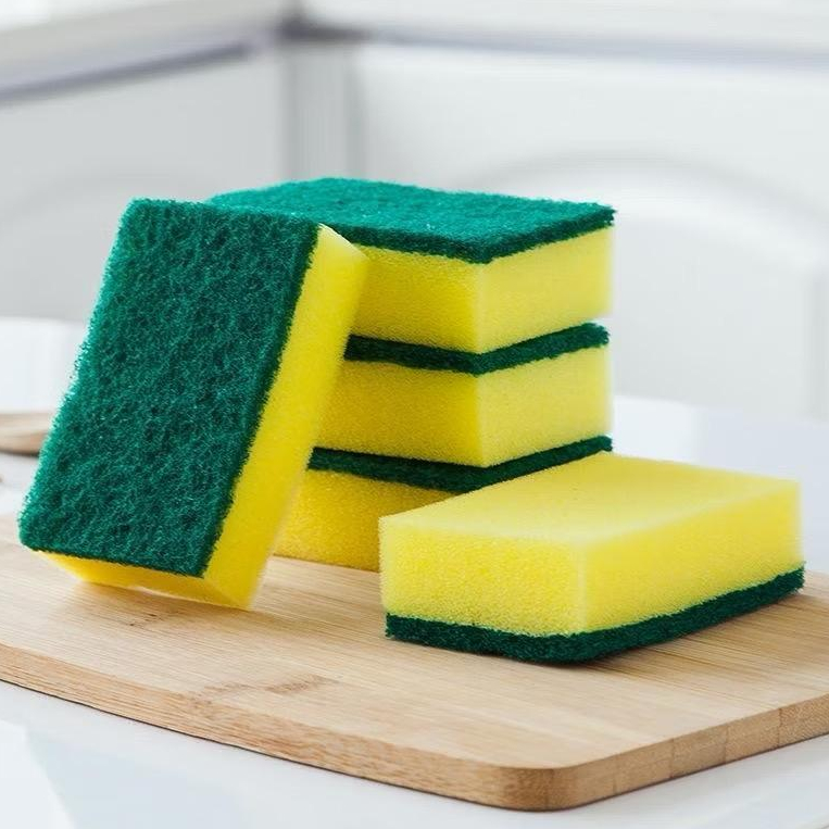 1ชิ้นสองด้านครัวทําความสะอาดฟองน้ําล้างจานกําจัดสิ่งสกปรกบนแผ่นครัวเรือนทําความสะอาดแผ่นจาน/Kain Cuc