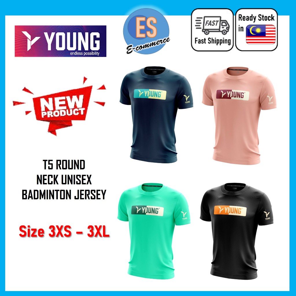 *มาใหม่* Young T5 ROUND NECK UNISEX BADMINTON เสื้อยืด