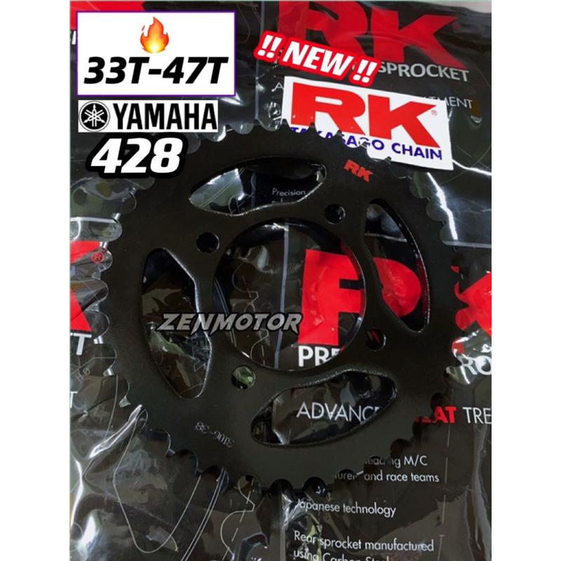 100% RK LC135 Y15ZR Y16ZR 428 SPROCKET SPOKET 428 GOLD SPOKET HITAM LC Y15 SPOCKET BELAKANG EMAS Y12