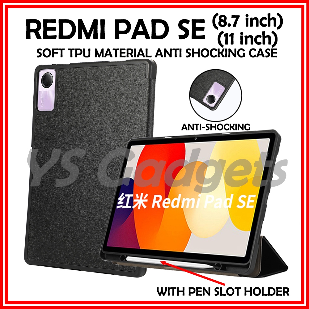 Redmi Pad 2 & Redmi Pad SE 8.7 & 11 นิ้วพร้อมช่องเสียบปากกากรณีสีแดง Mi Pad SE ฝาครอบ Redmi pad se 1