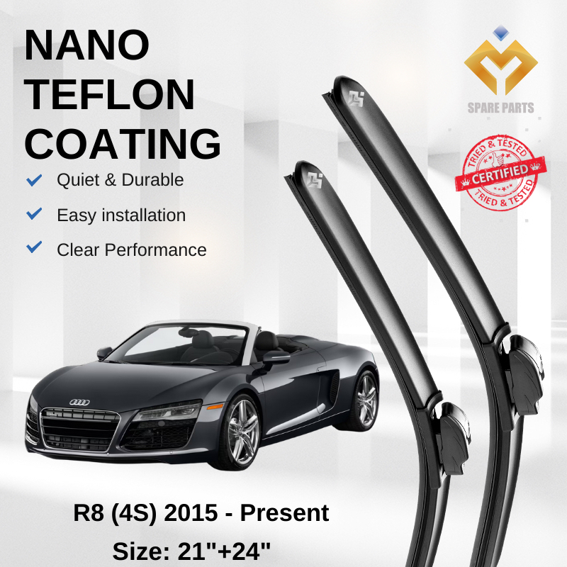 Audi R8 4S (2015-ปัจจุบัน) Premium Japan Tech Car Wiper 21+24 Type 06 Clip, แถมฟรี ผ้าทําความสะอาด M