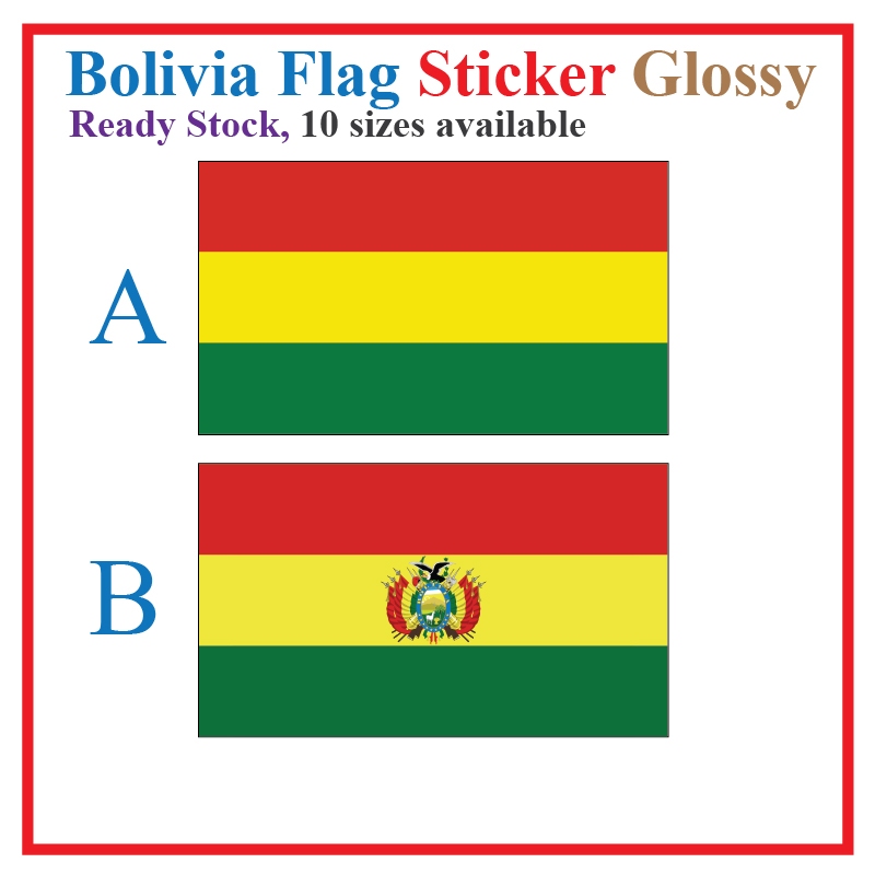 Bolivia Flag Sticker สี่เหลี่ยมผืนผ้าโปสการ์ด / Stiker Pelekat Poskad Bendera Bolivia