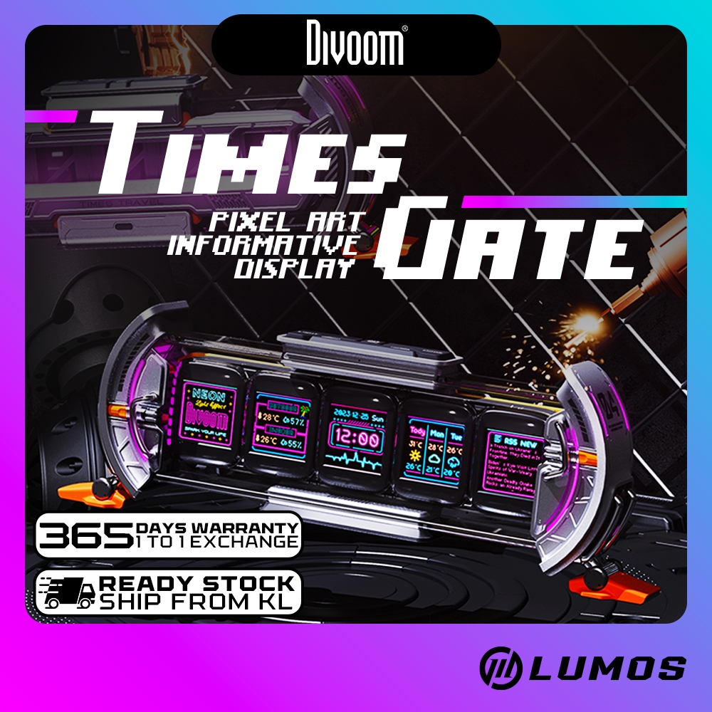 DIVOOM TIMES GATE Pixel Art Inforsative Display Desktop Companion Dynamic Light Effects เพิ่มนาฬิกาส