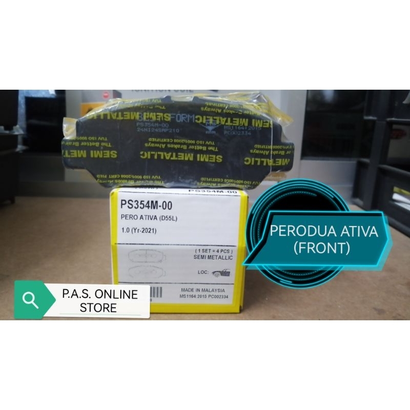 PERODUA ALZA D27A 2022 ATIVA (FRONT) ผ้าเบรค BEST FORM PS354M-00