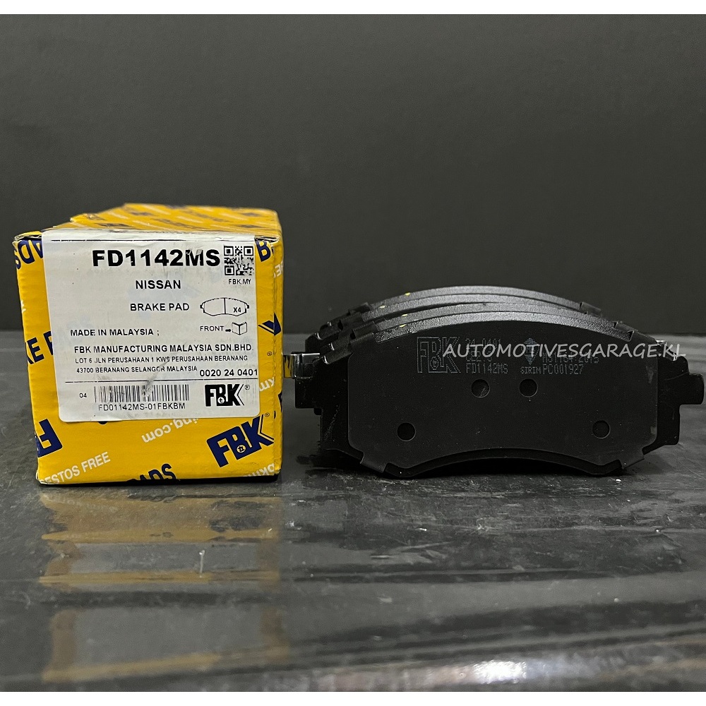 FBK - ผ้าเบรคหน้า - FD1142MS - NISSAN BLUEBIRD U12 / U13 / SENTRA N16 1.8CC / SERENA C23 2.0CC