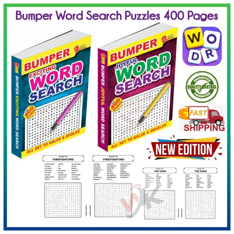 WKIDS BUMPER WORD SEARCH BOOK EXCITING JOYFUL Crossword ปริศนาเกมสมองสําหรับเด็กและผู้ใหญ่