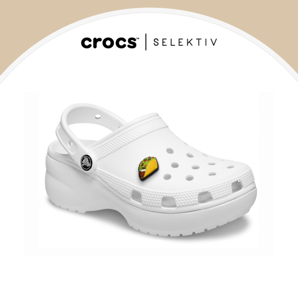 Crocs Cross ของแท้ classic platform clog White 4cm Heel Non-Slip Shoes