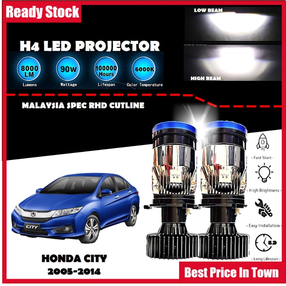 Honda CITY 2005-2014 LED ไฟหน้า Lampu LED Kereta รถ LED Mini โปรเจคเตอร์ H4 LED ไฟหน้าโปรเจคเตอร์ 60