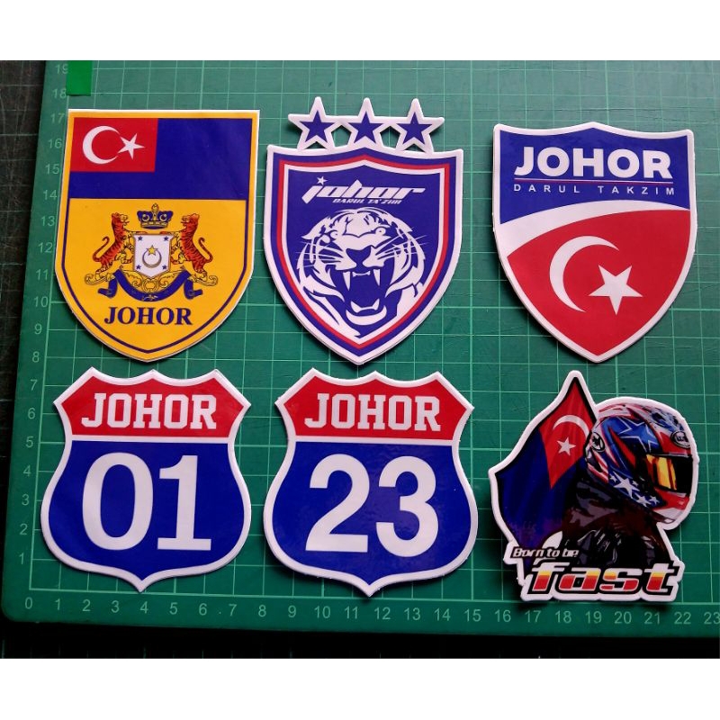 สติ๊กเกอร์ Jata Johor, JDT, Johor Bulan bintang, 01, 23, Arai Johor, Flag JO