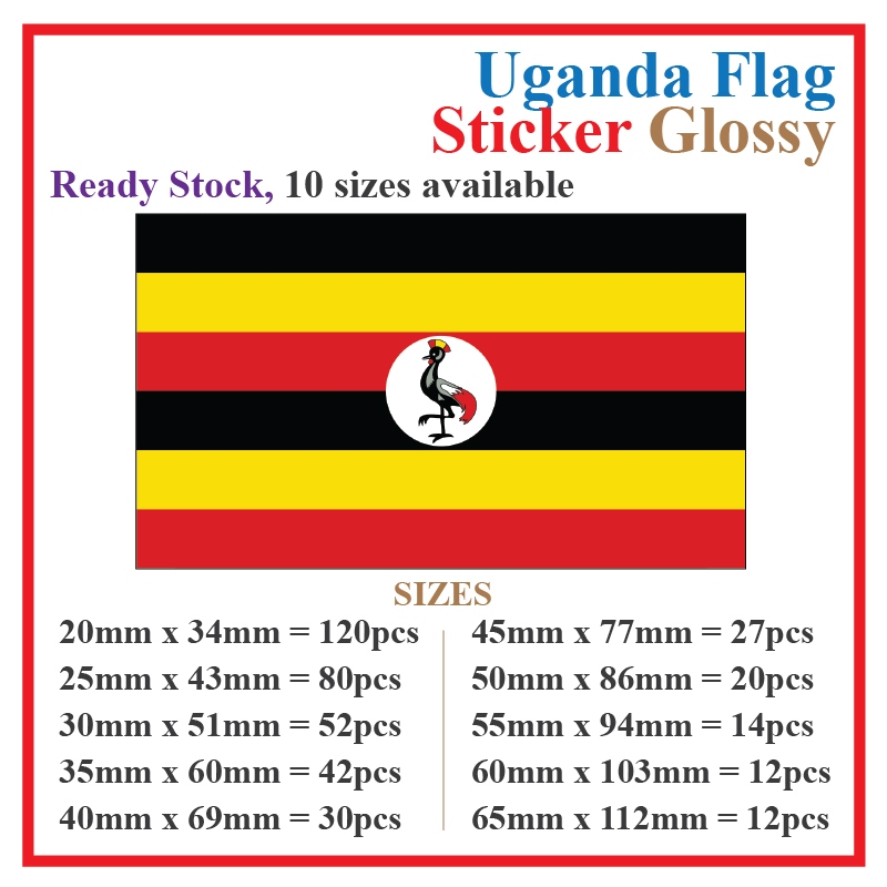 Uganda Flag Sticker สี่เหลี่ยมผืนผ้าโปสการ์ด / Stiker Pelekat Poskad Bendera Uganda