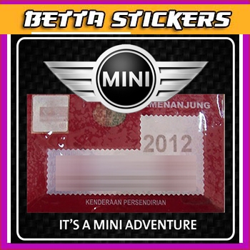 สติ๊กเกอร์ Roadtax ขนาดปี 2024 / สติ๊กเกอร์ Plat / สติ๊กเกอร์ VIP / Touch & Go - รุ่น Mini Cooper