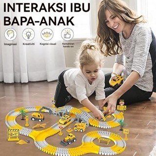 Kids Electric Rail Cars Toy DIY Assemble Small Train Track Puzzle Toy Parent-child Toy Car Toy