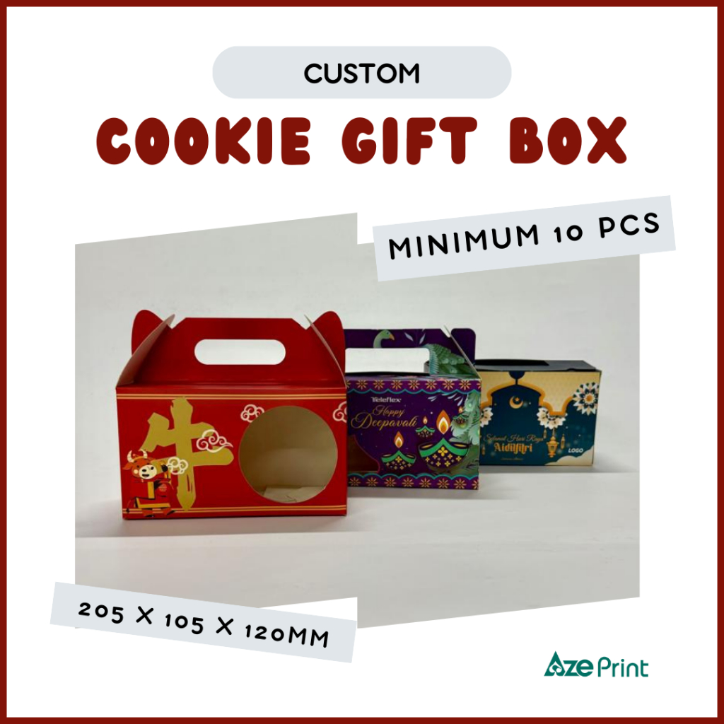 [พิมพ์แบบกําหนดเองระดับพรีเมียม] กล่องคุกกี้แบบกําหนดเอง| กล่องหูหิ้ว หน้าต่าง| CNY Raya Diwali 2025