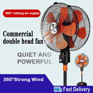 18 Inch Kipas Industri Stand Fan Double Head Fan Household 5 Blades Kipas Berdiri Strong Wind Industrial Floor Fan