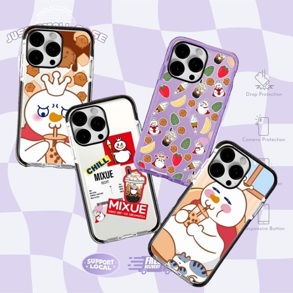 MIXUE SNOW CHILL DRINK IMD กันชน Clear Case Neon Casing iP 16 PRO MAX 15 PRO MAX 14 PLUS 13 12 11 XS