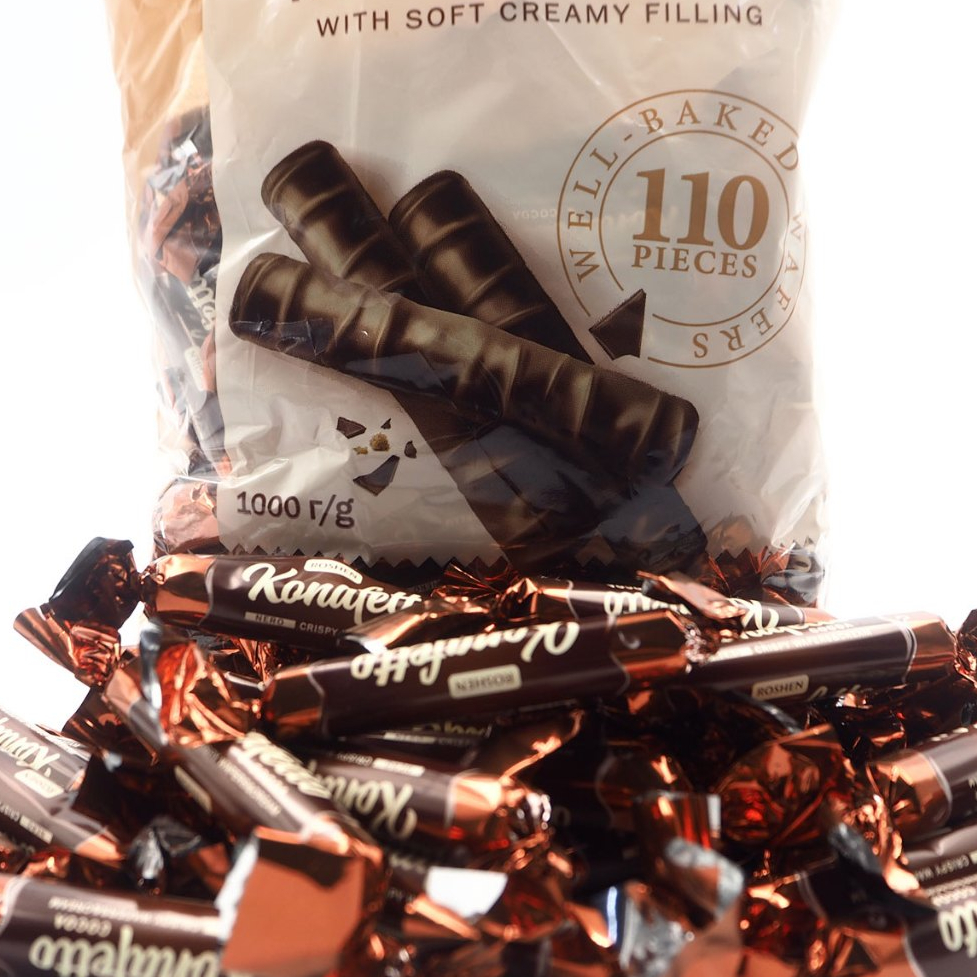 [[ROSHEN KONAFETTO COCOA NERO CRISPY WAFERS & CREAM ]( 250G )